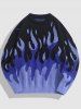 Y2K Aesthetic Flame Graphic Casual Sweater -  