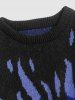 Y2K Aesthetic Flame Graphic Casual Sweater -  
