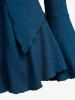 T-shirt Texturé Panneau avec Chaîne à Manches de Cloche de Grande Taille à Volants - Bleu profond 3X | US 22-24