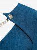 T-shirt Texturé Panneau avec Chaîne à Manches de Cloche de Grande Taille à Volants - Bleu profond 4X | US 26-28