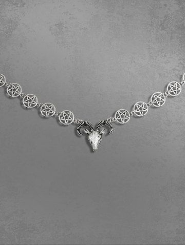 Goat Pentagram Shaped Pendant Necklace - SILVER