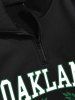 Men's OAKLAND Eagle Printed Quarter Zip Stand Collar Kangaroo Pocket Thermal Fleece-lined Pullover Sweatshirt -  