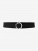 Plus Size Turn Down Collar Ribbed Zipper O-Ring Buckle Belt Knitted 2 in 1 Tops -  