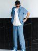 Short Sleeves Button Front Shirt and Drawstring Pants Set -  