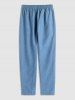 Short Sleeves Button Front Shirt and Drawstring Pants Set -  