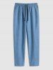 Short Sleeves Button Front Shirt and Drawstring Pants Set -  