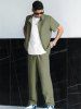 Short Sleeves Button Front Shirt and Drawstring Pants Set -  