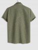 Short Sleeves Button Front Shirt and Drawstring Pants Set -  