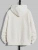 Men's Basic Style Solid Color Fluffy Teddy Fleece Front Pocket Zip Fly Hooded Jacket -  