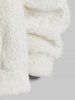 Men's Basic Style Solid Color Fluffy Teddy Fleece Front Pocket Zip Fly Hooded Jacket -  