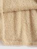 Pocket Design Quarter Button Corduroy Faux Fur Spliced Fluffy Teddy Sweatshirt -  
