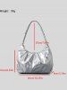 Women's Daily Metallic Solid Color Ruched Design Clouds Style Dumpling Shaped Underarm Shoulder Bag -  