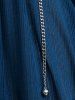 Plus Size Tied Ruched Ruffles Bell Sleeves Chain Belt Textured T-shirt -  