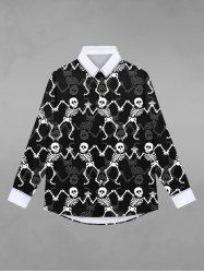 Chemise D'Halloween Gothique Crâne Squelette Imprimées pour Homme - Noir 2XL