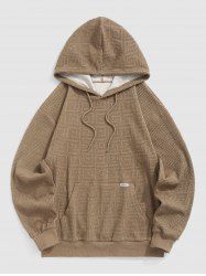 Men's Casual Daily Geo Jacquard Textured Kangaroo Pocket Drawstring Pullover Hoodie -  