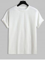 T-shirt en Jacquard à Manches Courtes - Blanc XXL