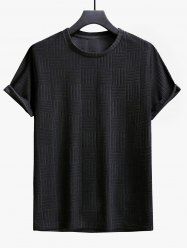 Jacquard Towel Cloth Textured Short Sleeves T-shirt -  