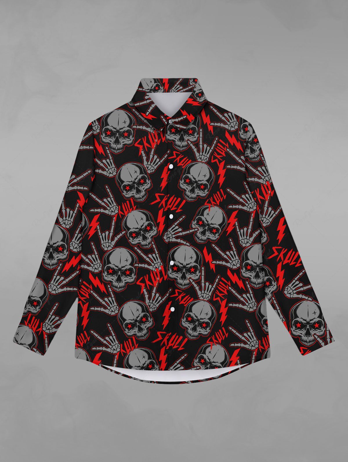 Best Gothic Skull Skeleton Hand Print Halloween Shirt For Men  