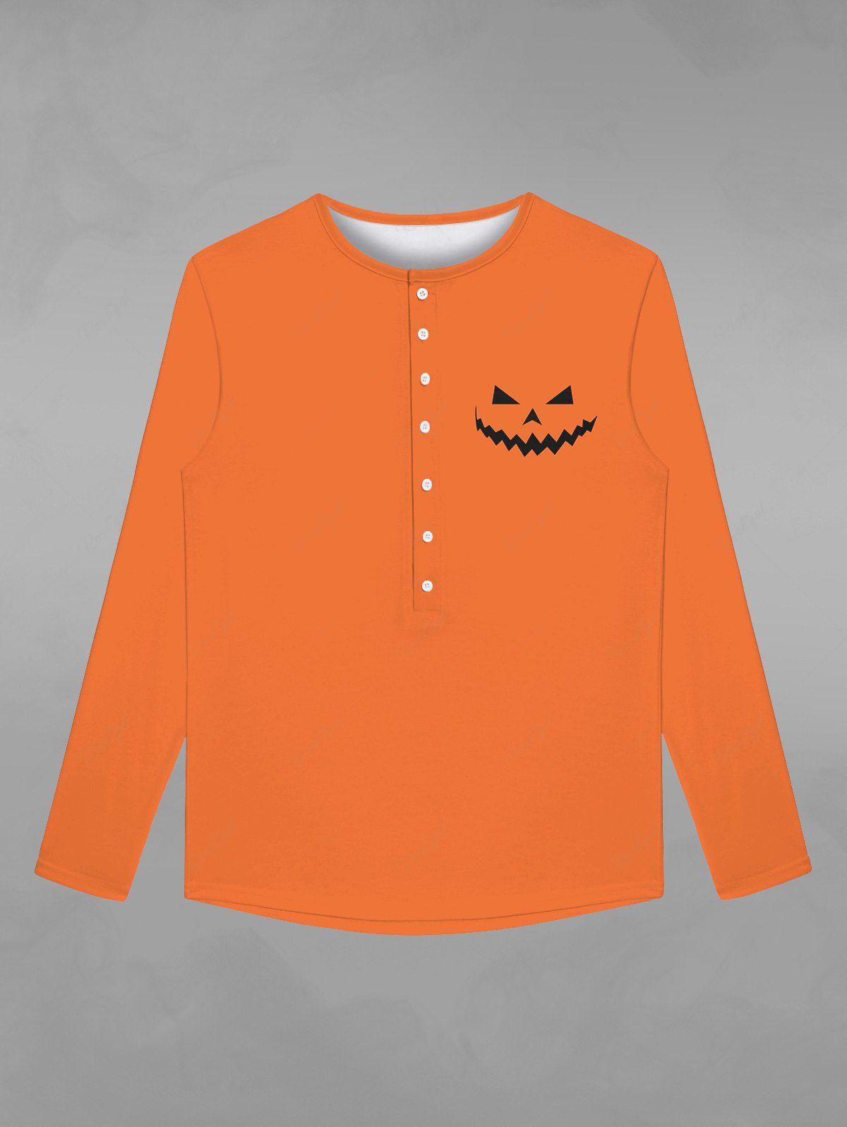 T-shirt D'Halloween Gothique Citrouille Imprimée avec Boutons Orange 8XL