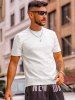 T-shirt en Jacquard à Manches Courtes - Blanc S