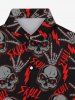 Chemise D'Halloween Gothique Crâne Squelette Main Imprimés pour Homme - Noir 3XL