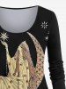 T-shirt Renaissance grande taille imprimé déesse lune étoile pompon - Noir 3X