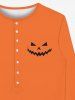 T-shirt D'Halloween Gothique Citrouille Imprimée avec Boutons - Orange 2XL