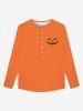 T-shirt D'Halloween Gothique Citrouille Imprimée avec Boutons - Orange 5XL