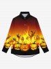Gothic Pumpkin Flame Hands Colorblock Print Halloween Shirt For Men -  