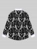 Gothic Skull Skeleton Print Halloween Shirt For Men -  