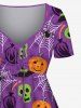 Robe D'Halloween Toile D'Araignée Crâne Citrouille Imprimés Grande Taille - Pourpre  6X