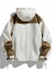 Men's Colorblock Two Tone Drop Shoulder Hooded Toggle Drawstring Pocket Jacket -  