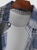 Short Sleeves Houndstooth Plaid Heart Pattern Block Shirt -  