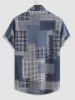 Chemise Motif de Cœur Carreaux à Grille en Blocs de Couleurs à Manches Courtes - Bleu profond XXL