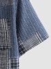 Chemise Motif de Cœur Carreaux à Grille en Blocs de Couleurs à Manches Courtes - Bleu profond XXL