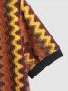 Colorful Zig Zag Knit Crew Neck Ringer T-shirt -  