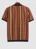Colorful Zig Zag Knit Crew Neck Ringer T-shirt -  