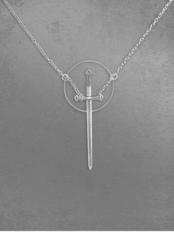 Gothic Vintage Sword Ring Necklace - SILVER