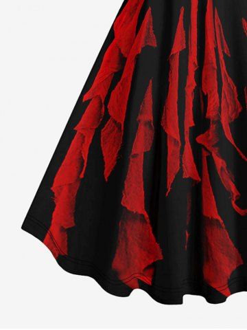 Halloween Vampire Costume Skeleton Flower Rag Print Tank Dress