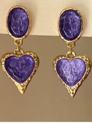Boucles D'Oreilles Pendantes Cœur Ovale en Faux Cristal - Violet clair 