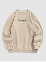 Men's Casual LOS ANGELES CALIFORNIA Embroidered Fleece-lined Crew Neck Pullover Sweatshirt -  