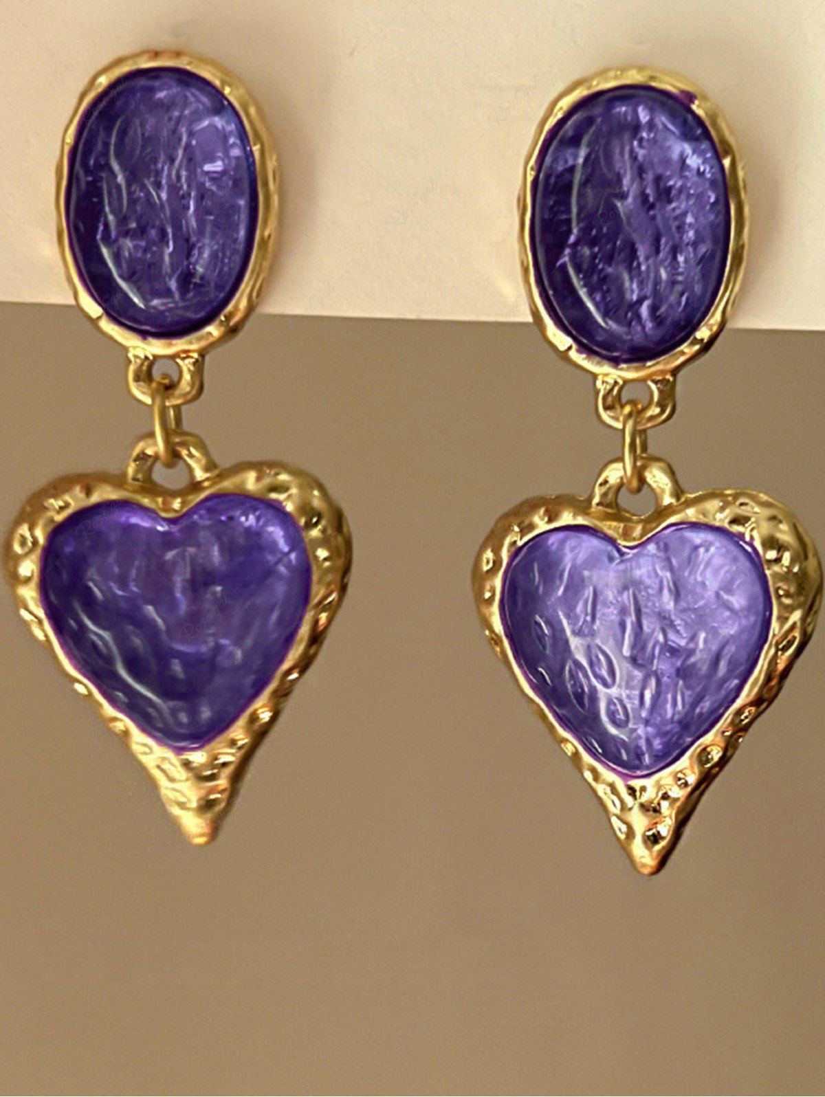 Discount Oval Heart Shaped Faux Crystal Drop Earrings  
