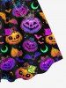Plus Size Halloween Costume Pumpkin Spider Bat Moon Print Tank Dress -  