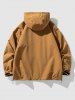 Men's Outdoor Hooded Toggle Drawstring Drop Shoulder Pocket Zipper Windbreaker Jacket -  