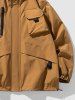 Men's Outdoor Hooded Toggle Drawstring Drop Shoulder Pocket Zipper Windbreaker Jacket -  