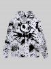 Gothic Ink Splatter Smile Face Print Zipper Drawstring Hoodie For Men -  