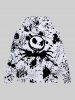 Gothic Ink Splatter Smile Face Print Zipper Drawstring Hoodie For Men -  