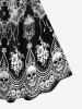 Plus Size Skull Skeleton Flower Print Tank Dress -  
