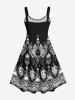 Plus Size Skull Skeleton Flower Print Tank Dress -  