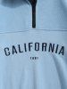 Men's CALIFORNIA Letter Embroidered Colorblock Fuzzy Polar Fleece Quarter Zip Design Sweatshirt -  